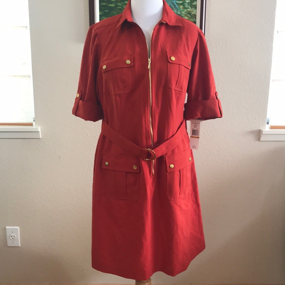 NWT Sharagano paprika midi dress w belt